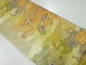 リサイクル　草花に鳳凰模様織出し袋帯